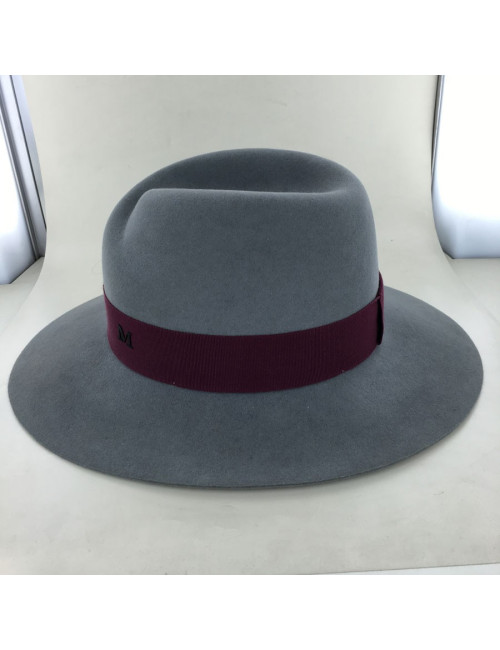 Feutre Virginie MAISON MICHEL taille S gris gros grain bordeaux