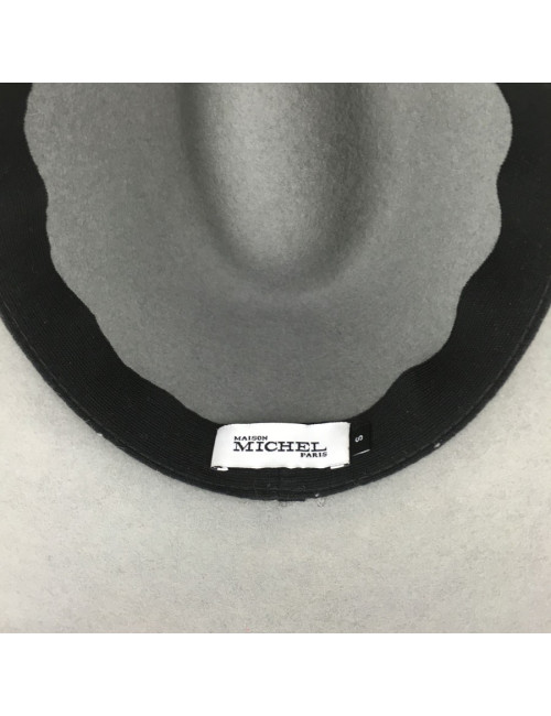 Feutre Virginie MAISON MICHEL taille S gris gros grain bordeaux