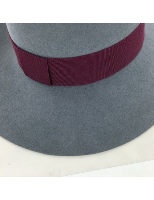 Feutre Virginie MAISON MICHEL taille S gris gros grain bordeaux