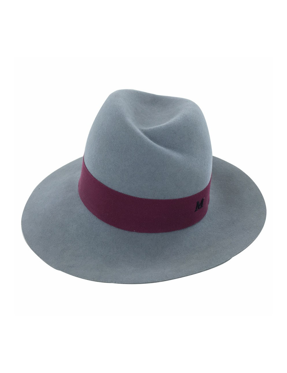 Feutre Virginie MAISON MICHEL taille S gris gros grain bordeaux