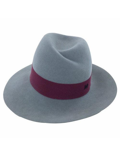 Feutre Virginie MAISON MICHEL taille S gris gros grain bordeaux