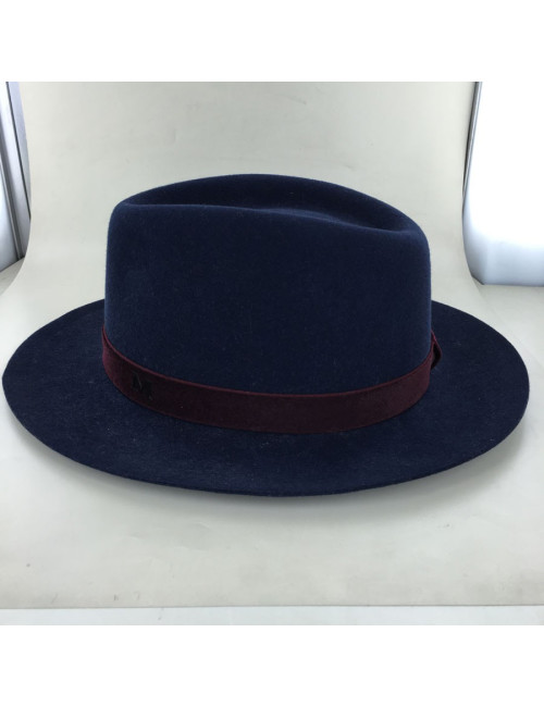 Feutre Henrietta Maison MICHEL bleu gros grain bordeaux