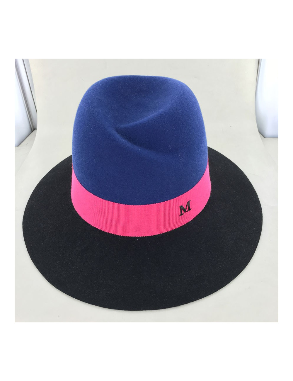 Felt Virginia MAISON MICHEL two-tone blue and black and big bordeaux grain