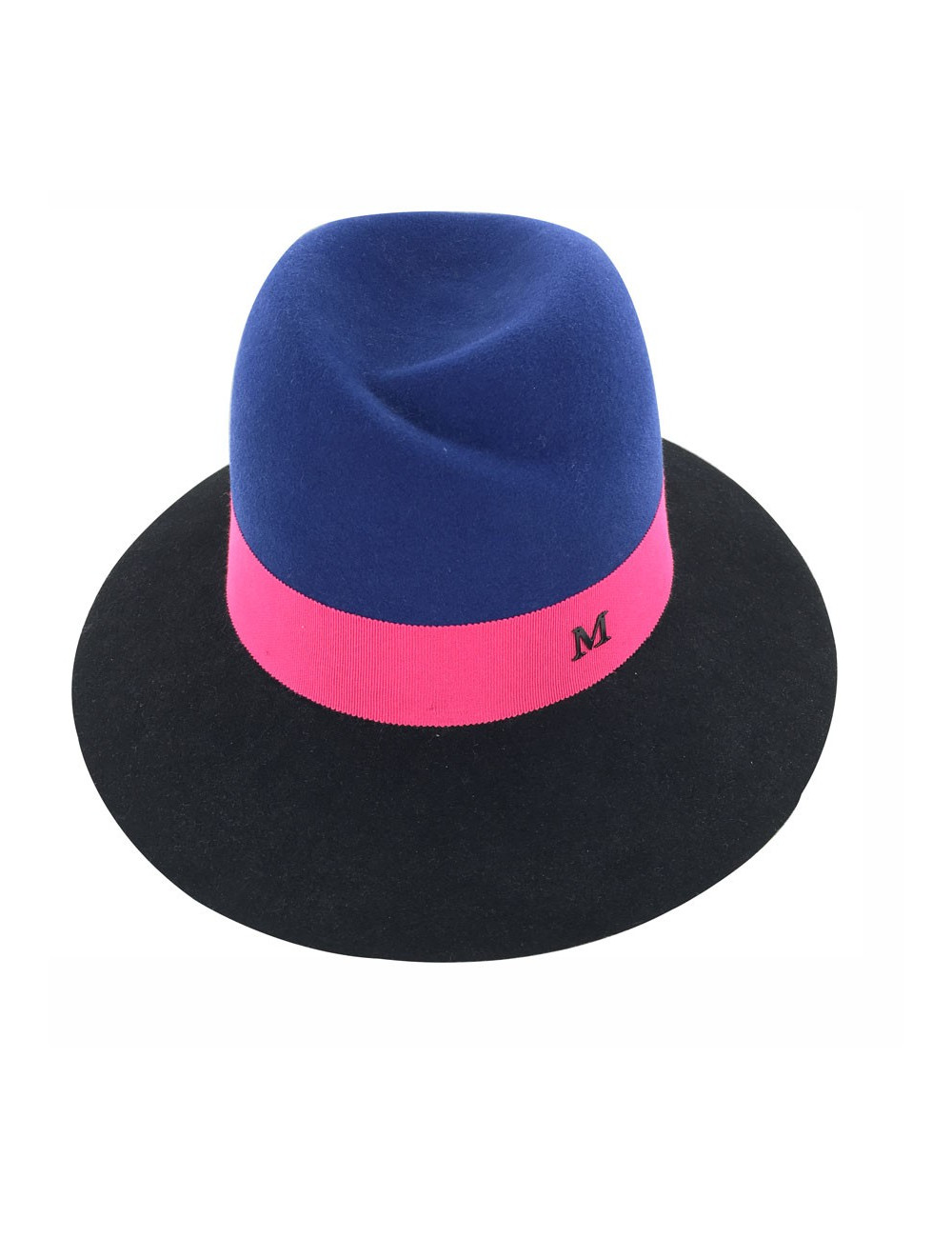 Felt Virginia MAISON MICHEL two-tone blue and black and big bordeaux grain