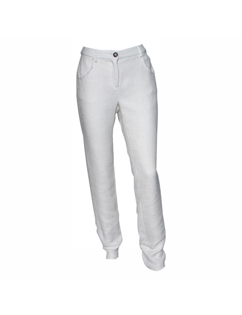 Pantalon CHANEL T40 en coton blanc et beige