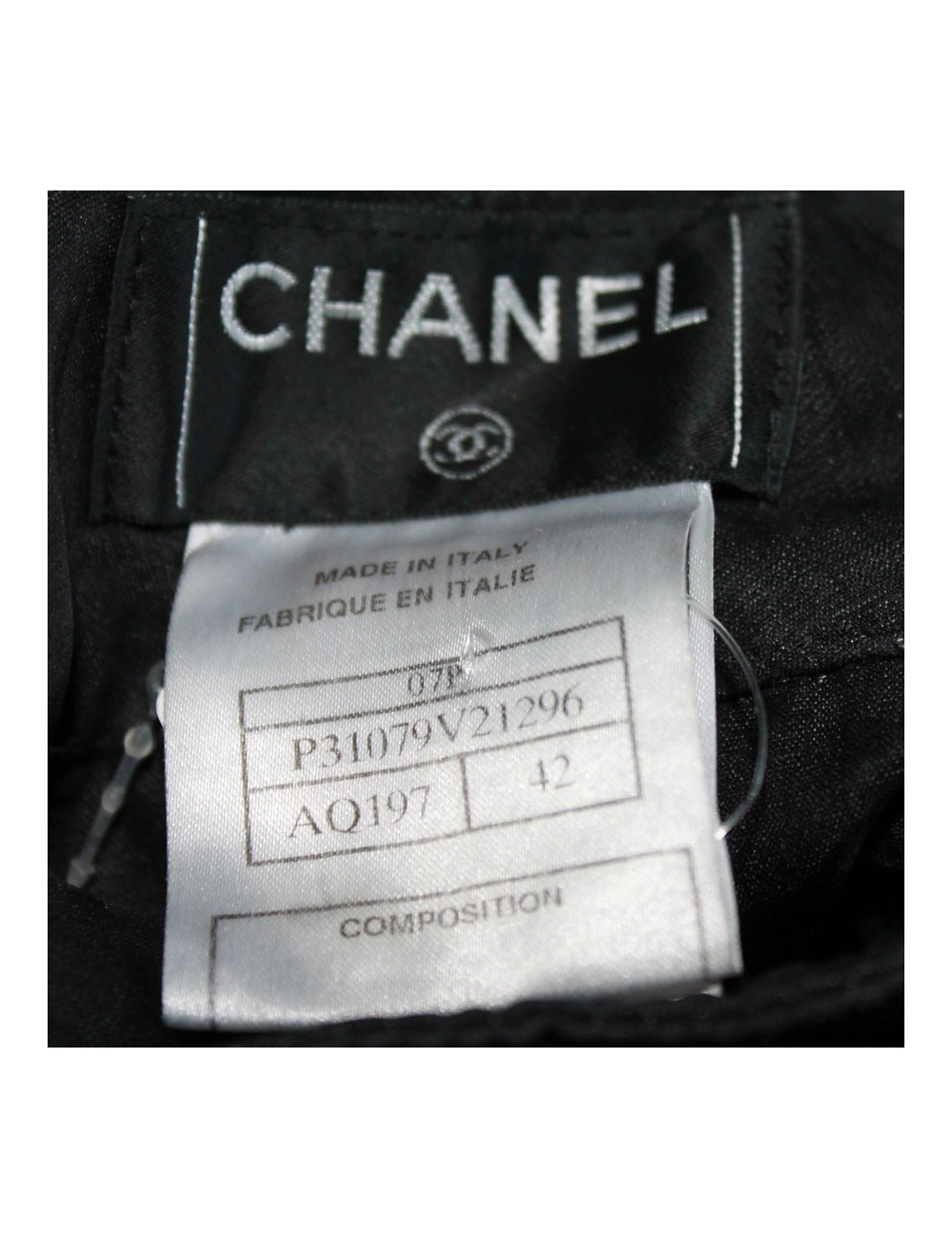 Pantalon CHANEL T 42 noir voile de soie