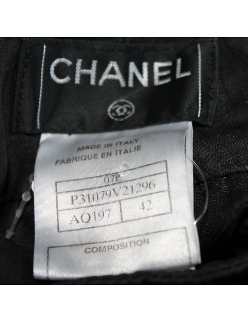 Pantalon CHANEL T 42 noir voile de soie