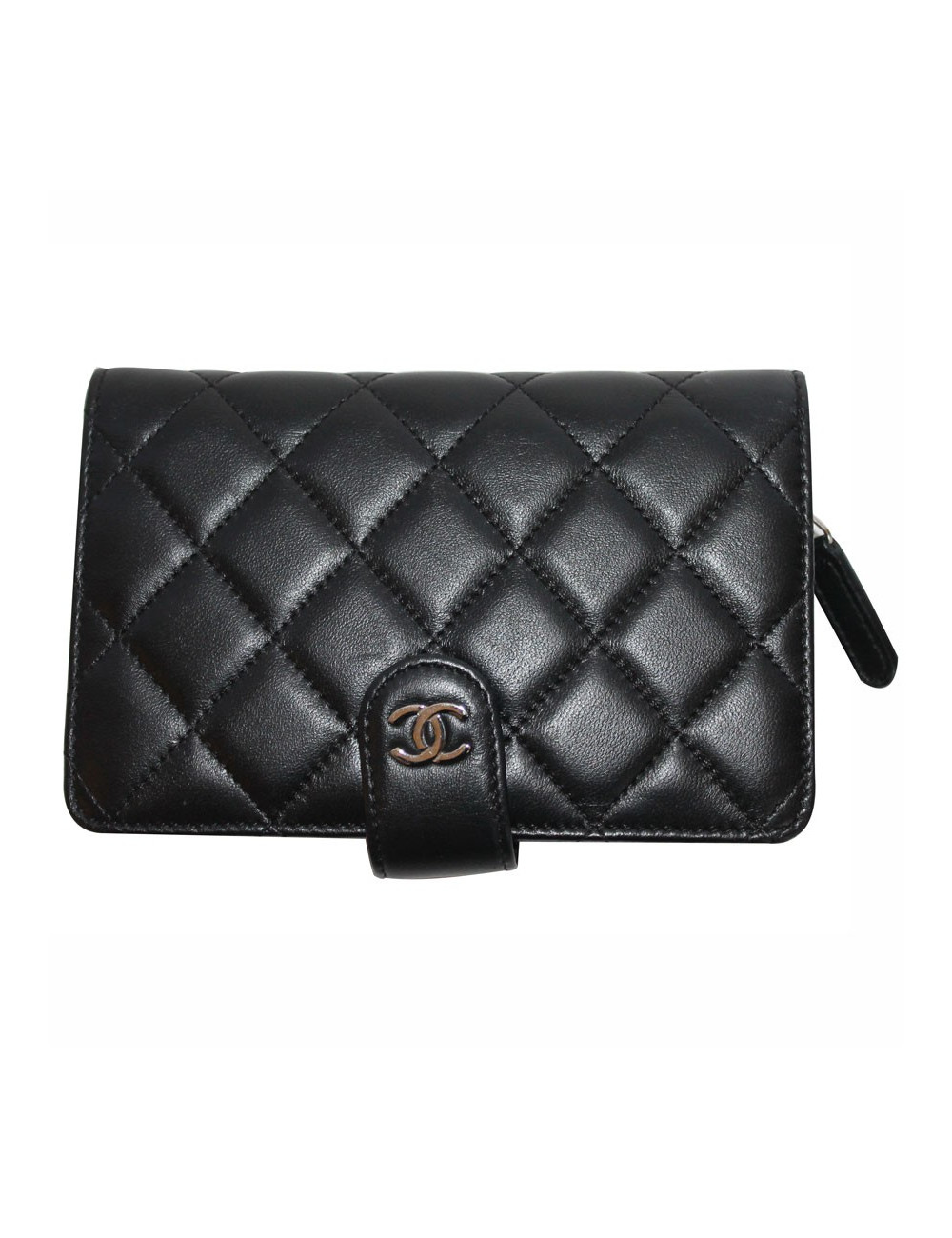 Portefeuille CHANEL cuir matelassé noir