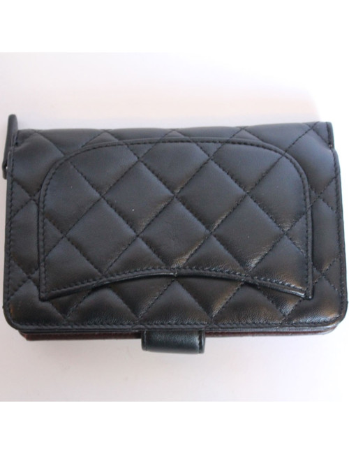 Portefeuille CHANEL cuir matelassé noir