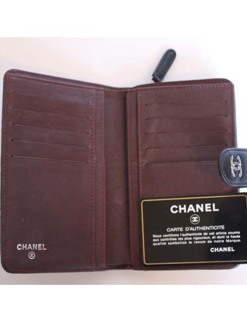 Portefeuille CHANEL cuir matelassé noir