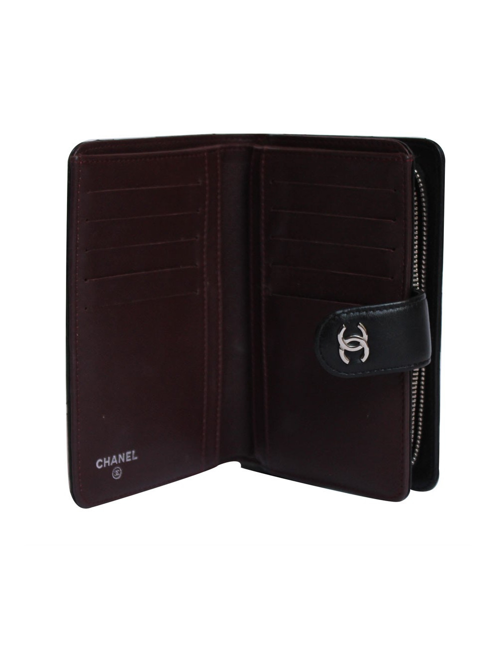 Portefeuille CHANEL cuir matelassé noir