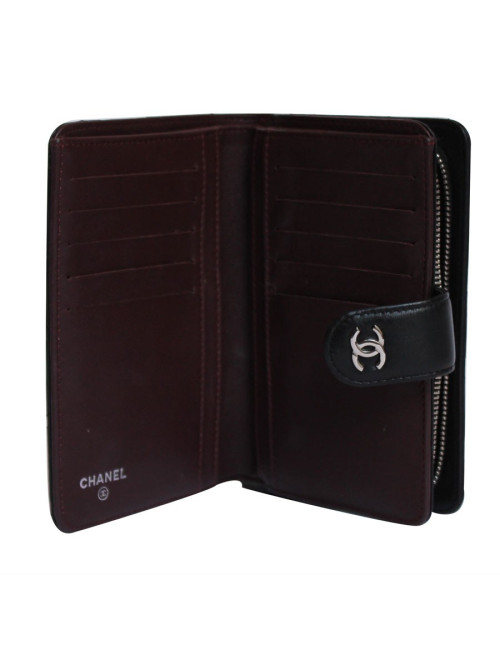 Portefeuille CHANEL cuir matelassé noir