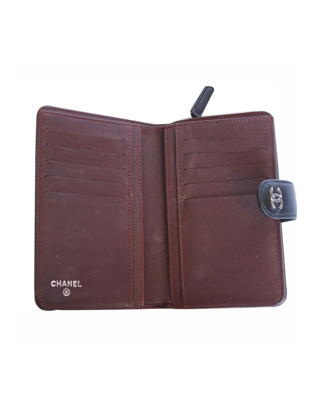 Portefeuille CHANEL cuir matelassé noir