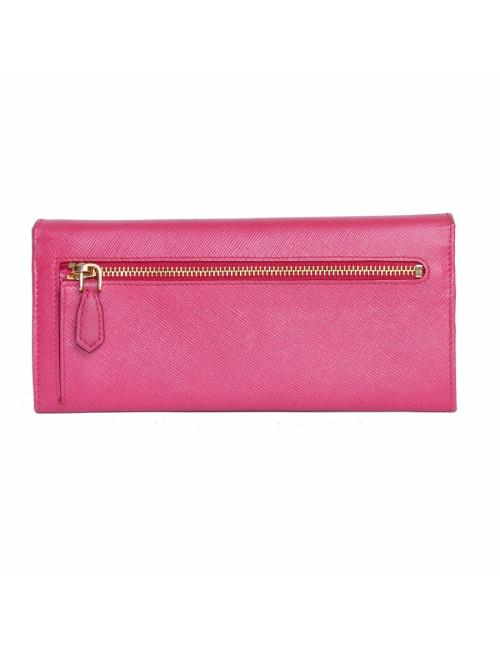 Portefeuille PRADA en cuir grainé rose