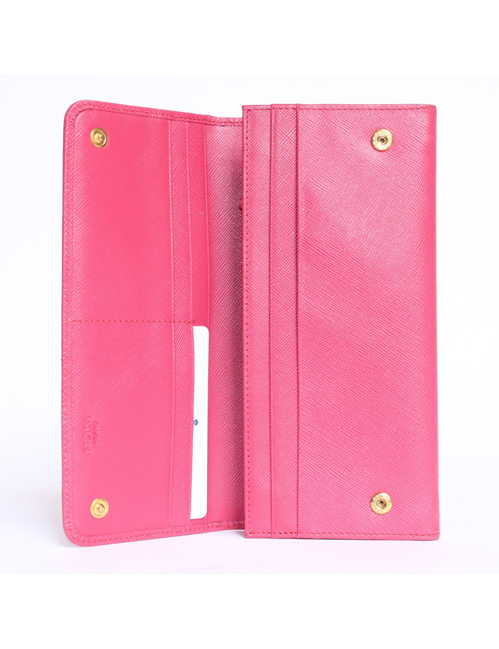Portefeuille PRADA en cuir grainé rose