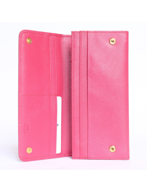Portefeuille PRADA en cuir grainé rose