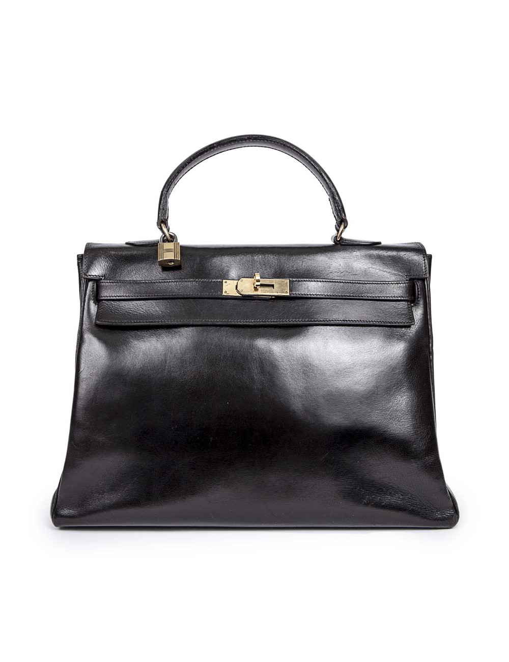 Kelly 35 en cuir box noir Vintage