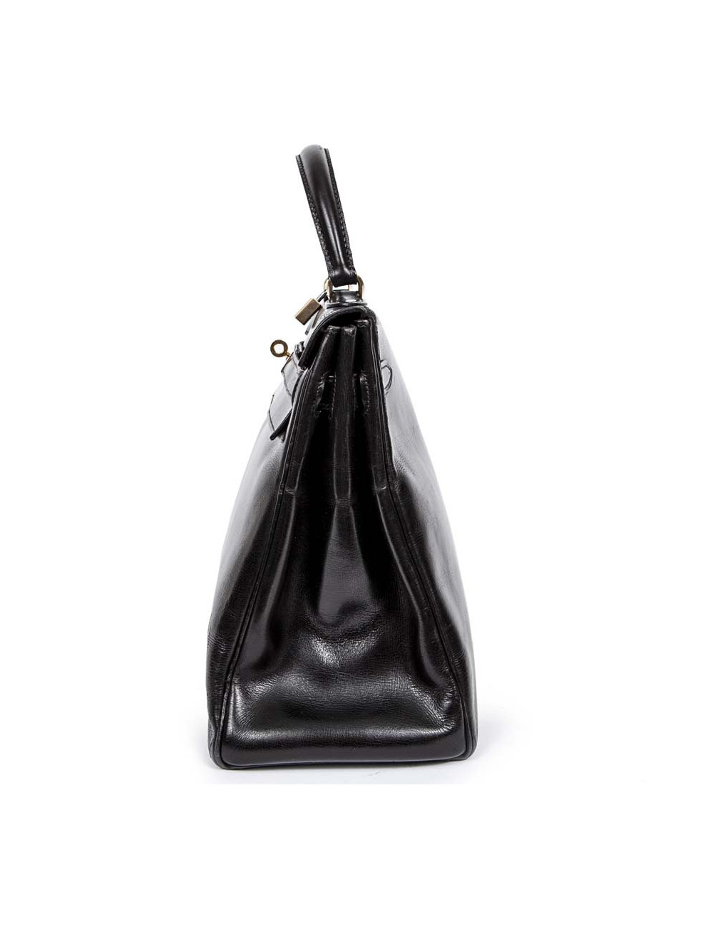 Kelly 35 en cuir box noir Vintage