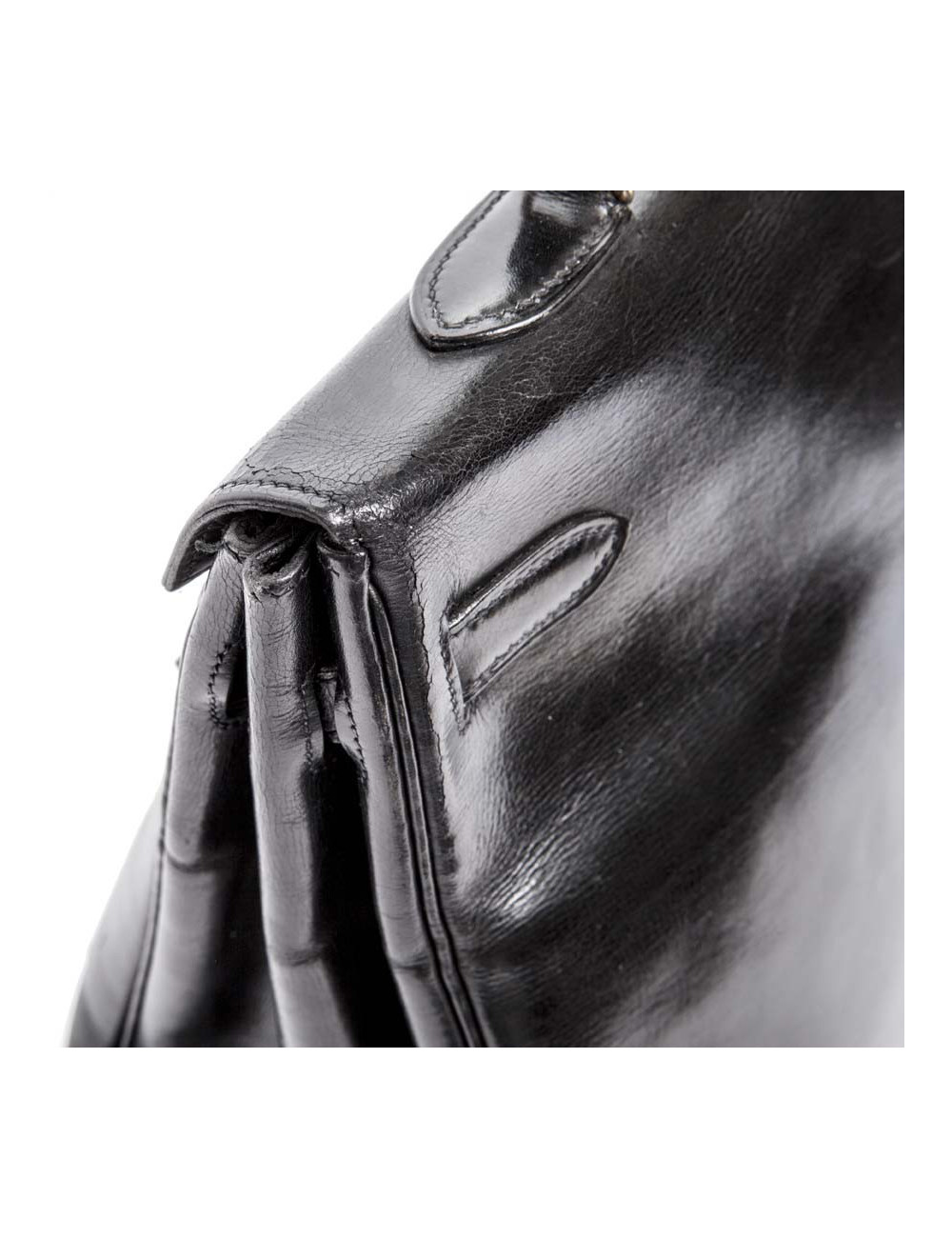 Kelly 35 en cuir box noir Vintage