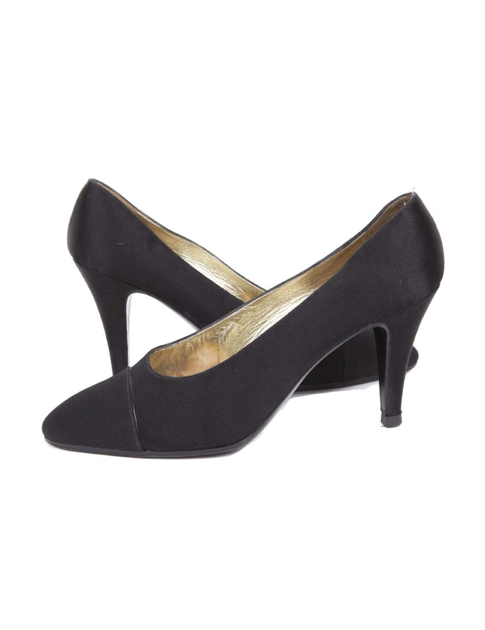 Couture Chanel T 40 pumps in black Duchess satin