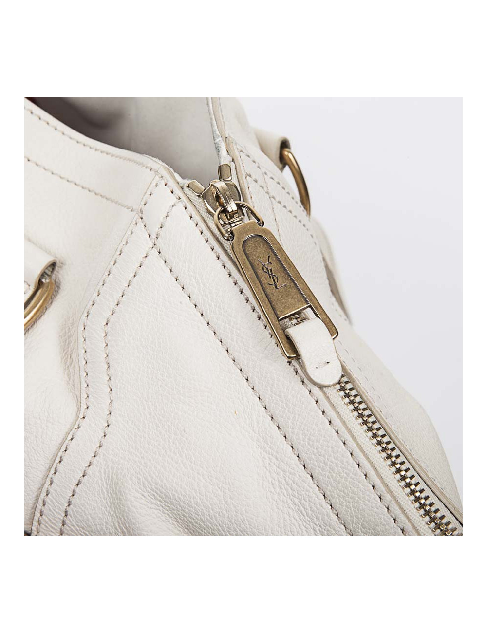 YVES SAINT LAURENT 'Downtown' bag in beige grained leather 