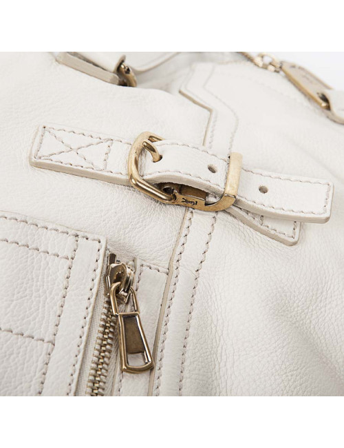 YVES SAINT LAURENT 'Downtown' bag in beige grained leather 