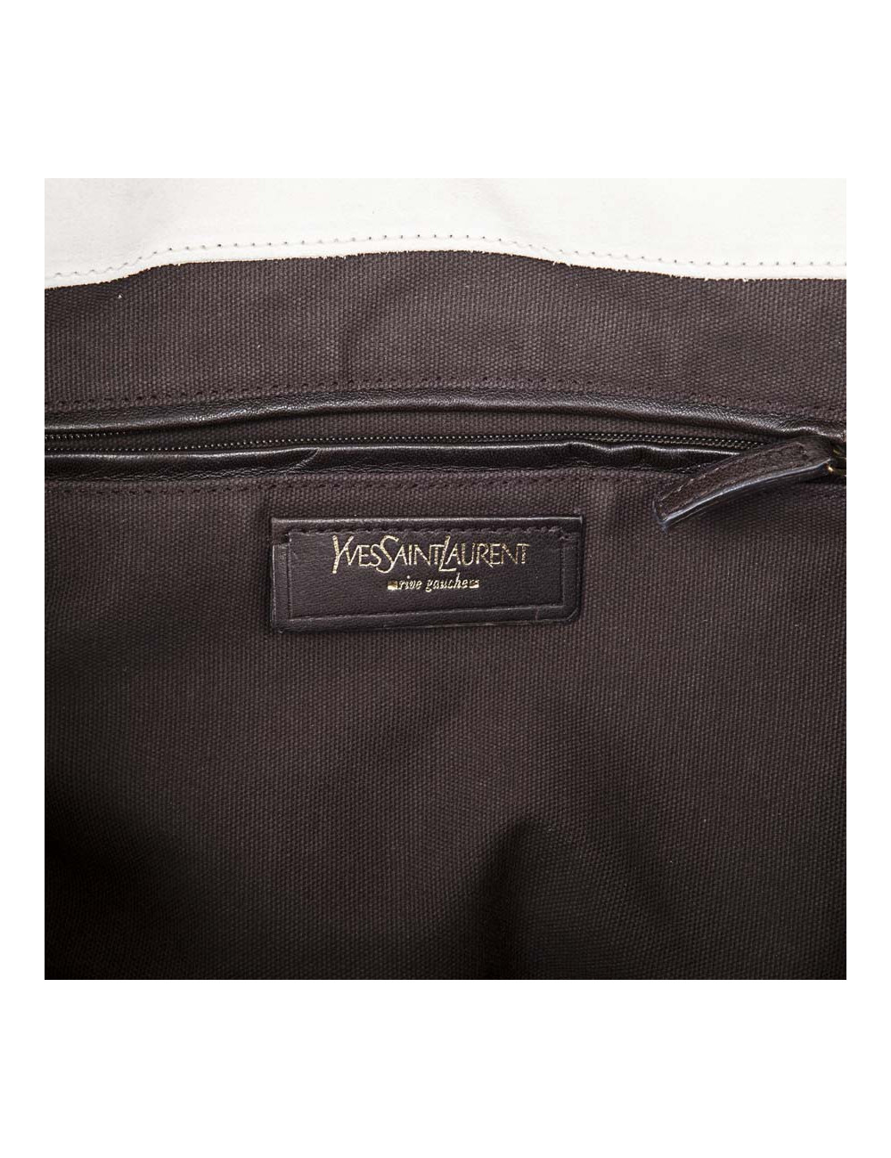 YVES SAINT LAURENT 'Downtown' bag in beige grained leather 