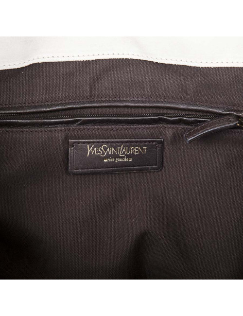 YVES SAINT LAURENT 'Downtown' bag in beige grained leather 