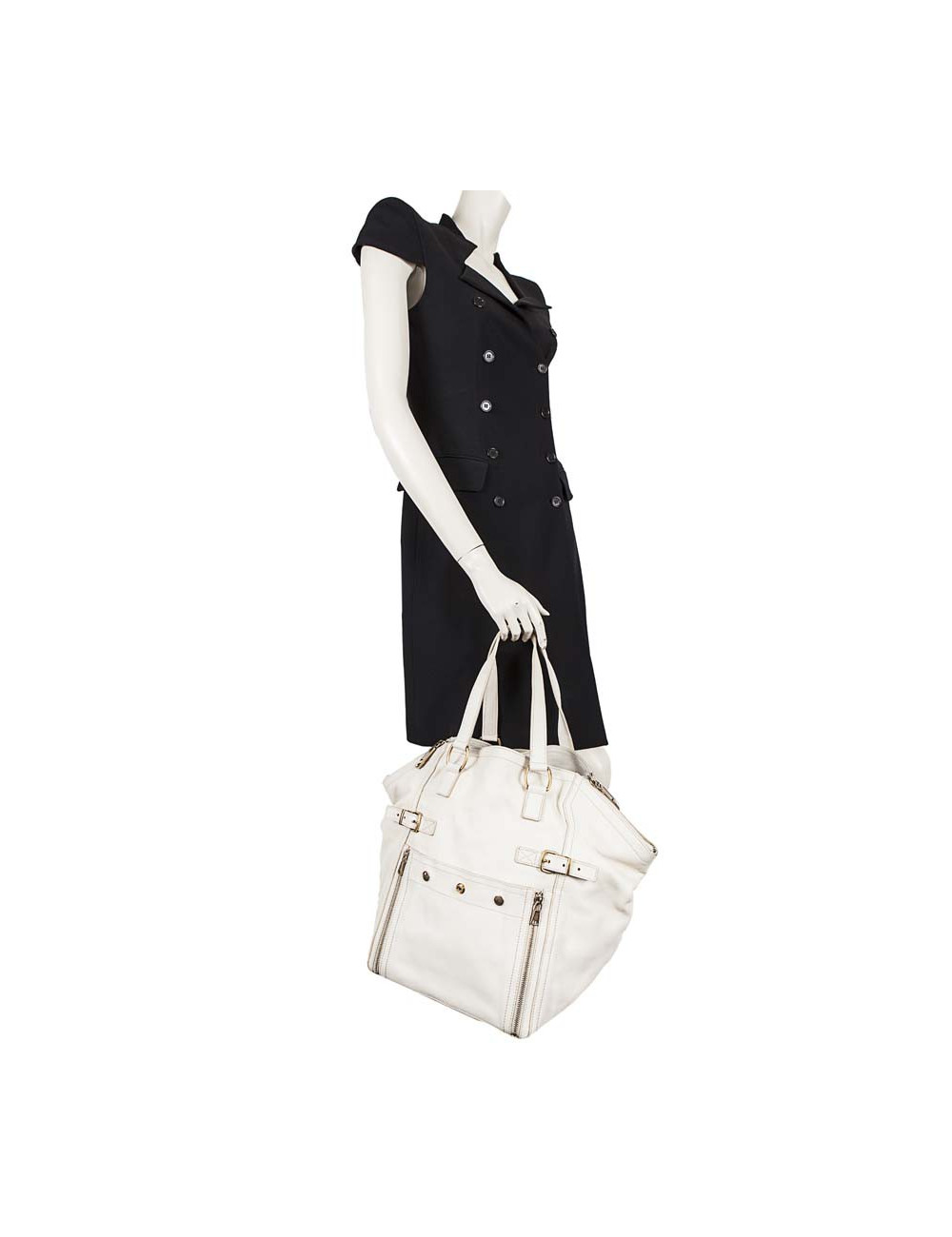 YVES SAINT LAURENT 'Downtown' bag in beige grained leather 