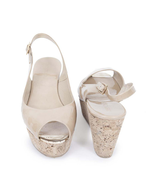 Sandales hautes JIMMY CHOO T39 cuir verni beige