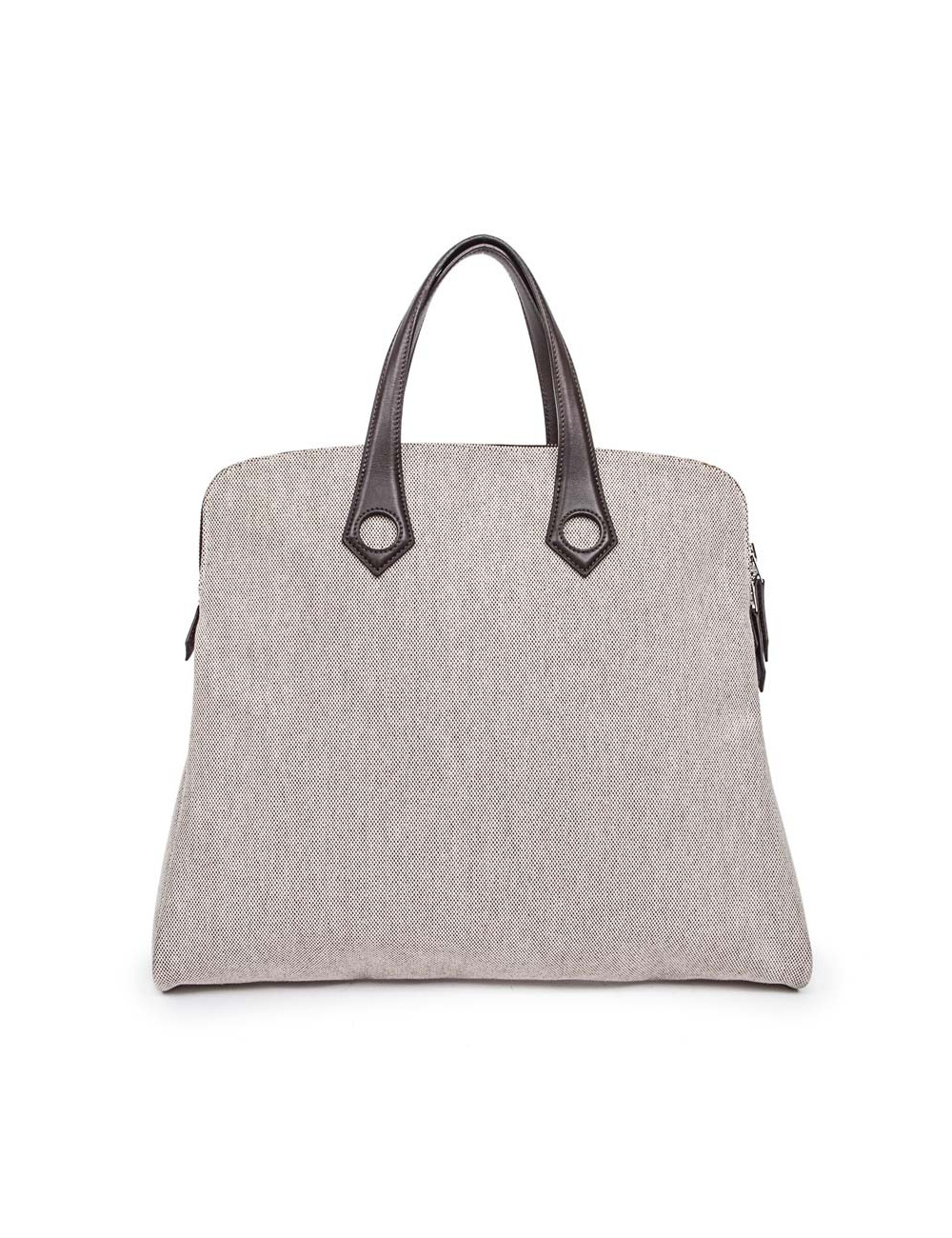 Sac HERMES toile H et cuir marron