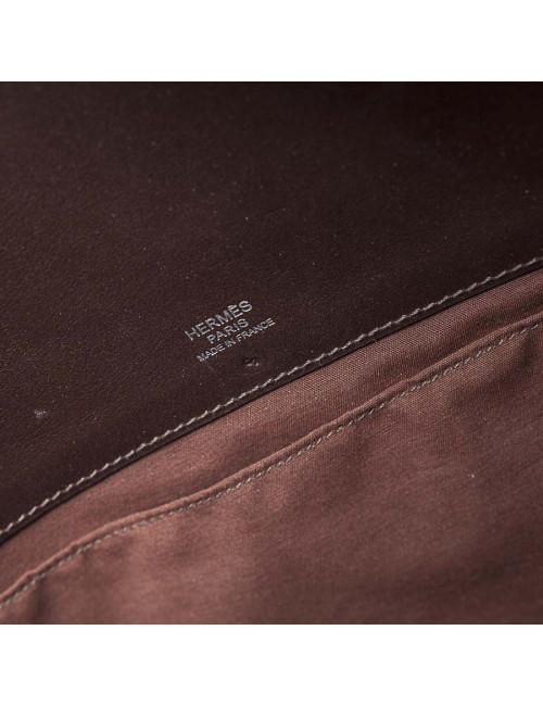 Sac HERMES toile H et cuir marron