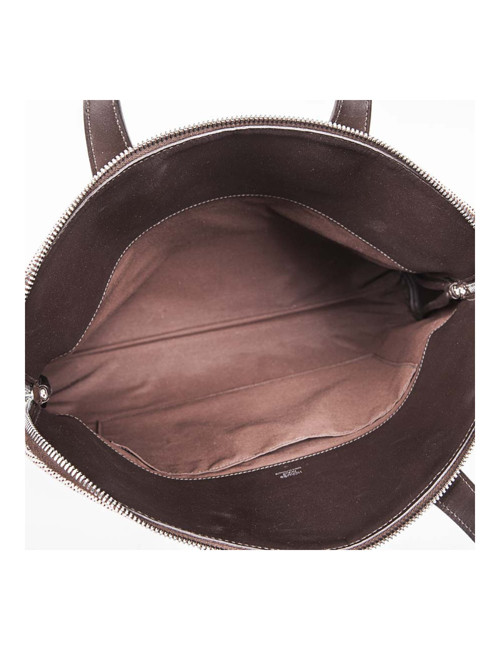 Sac HERMES toile H et cuir marron