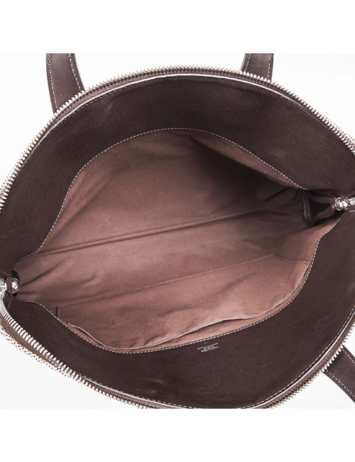 Sac HERMES toile H et cuir marron