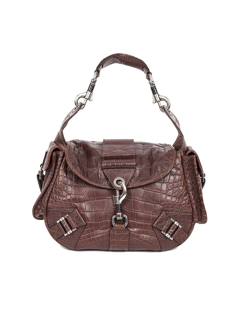 Sac besace DIOR en crocodile mat tabac