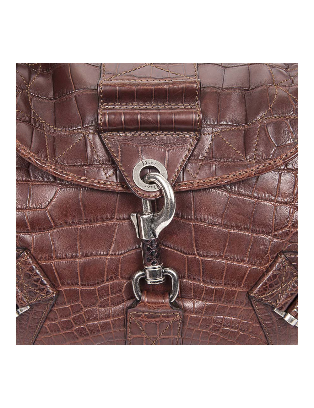 Sac besace DIOR en crocodile mat tabac