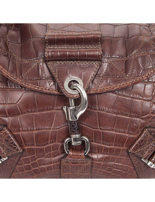 Sac besace DIOR en crocodile mat tabac