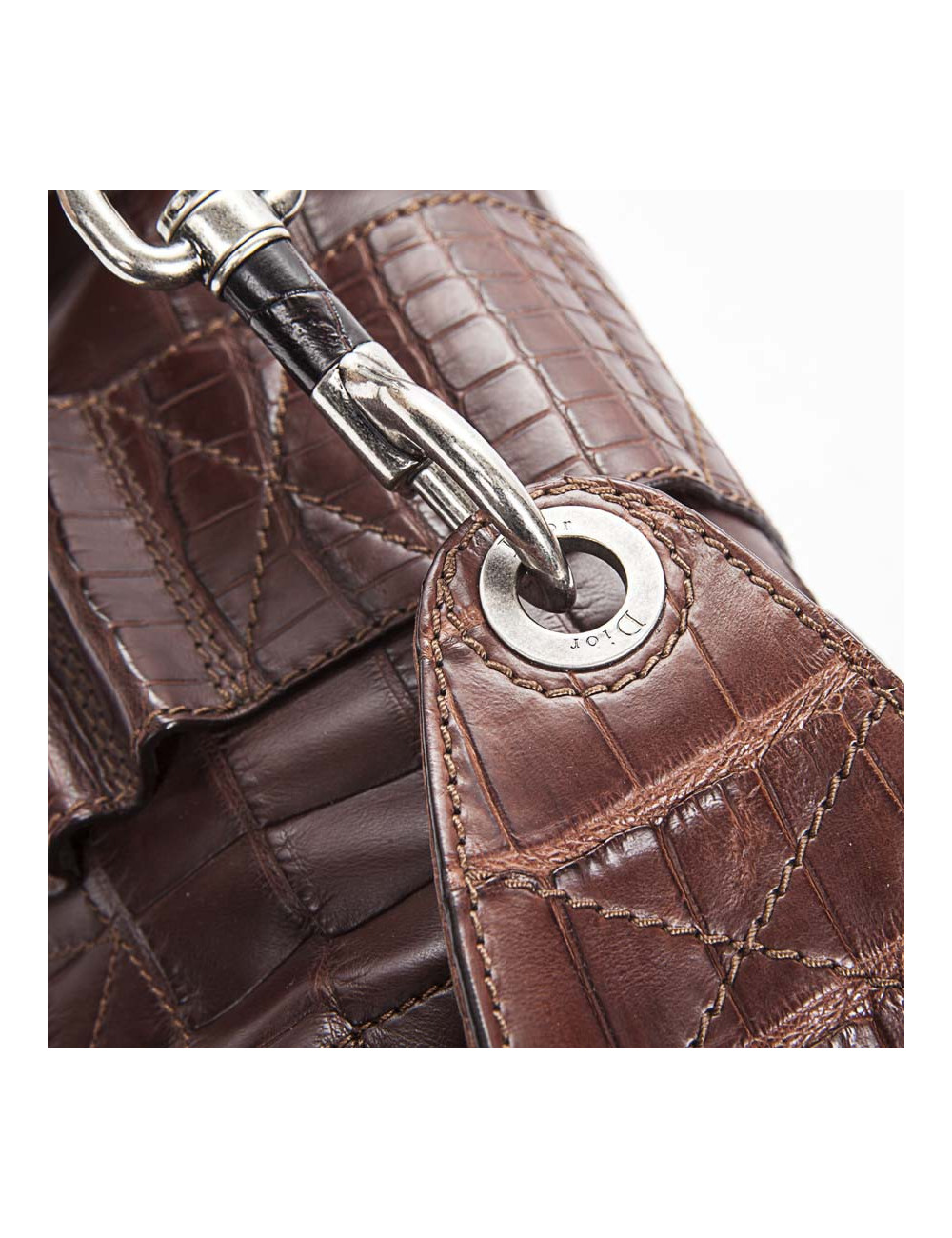 Sac besace DIOR en crocodile mat tabac