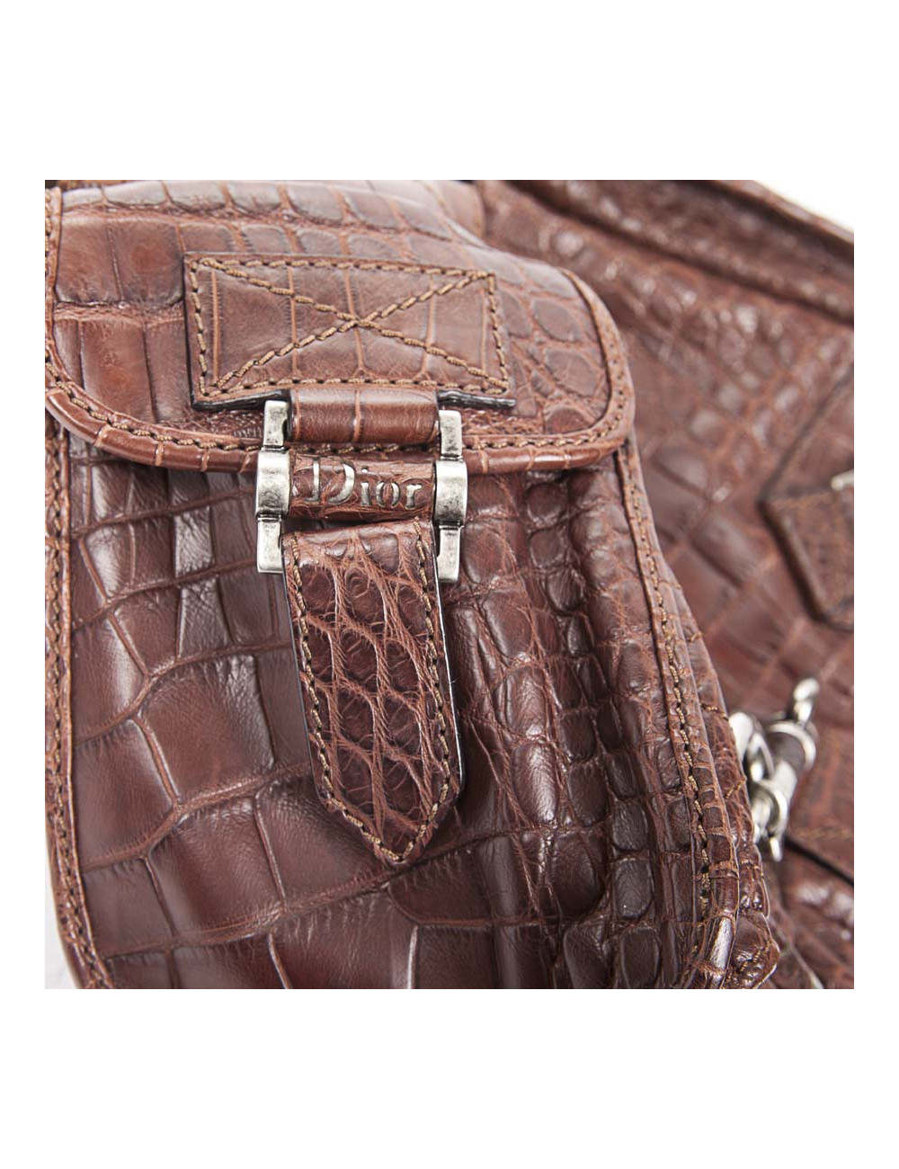 Sac besace DIOR en crocodile mat tabac