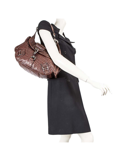 Sac besace DIOR en crocodile mat tabac