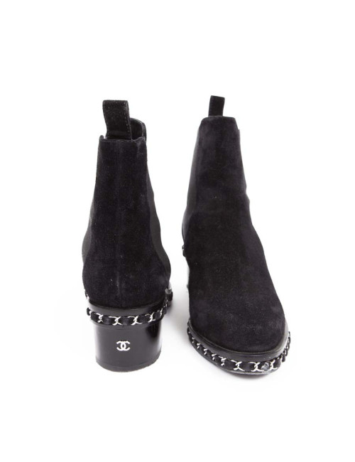 Bottines CHANEL daim noir T37