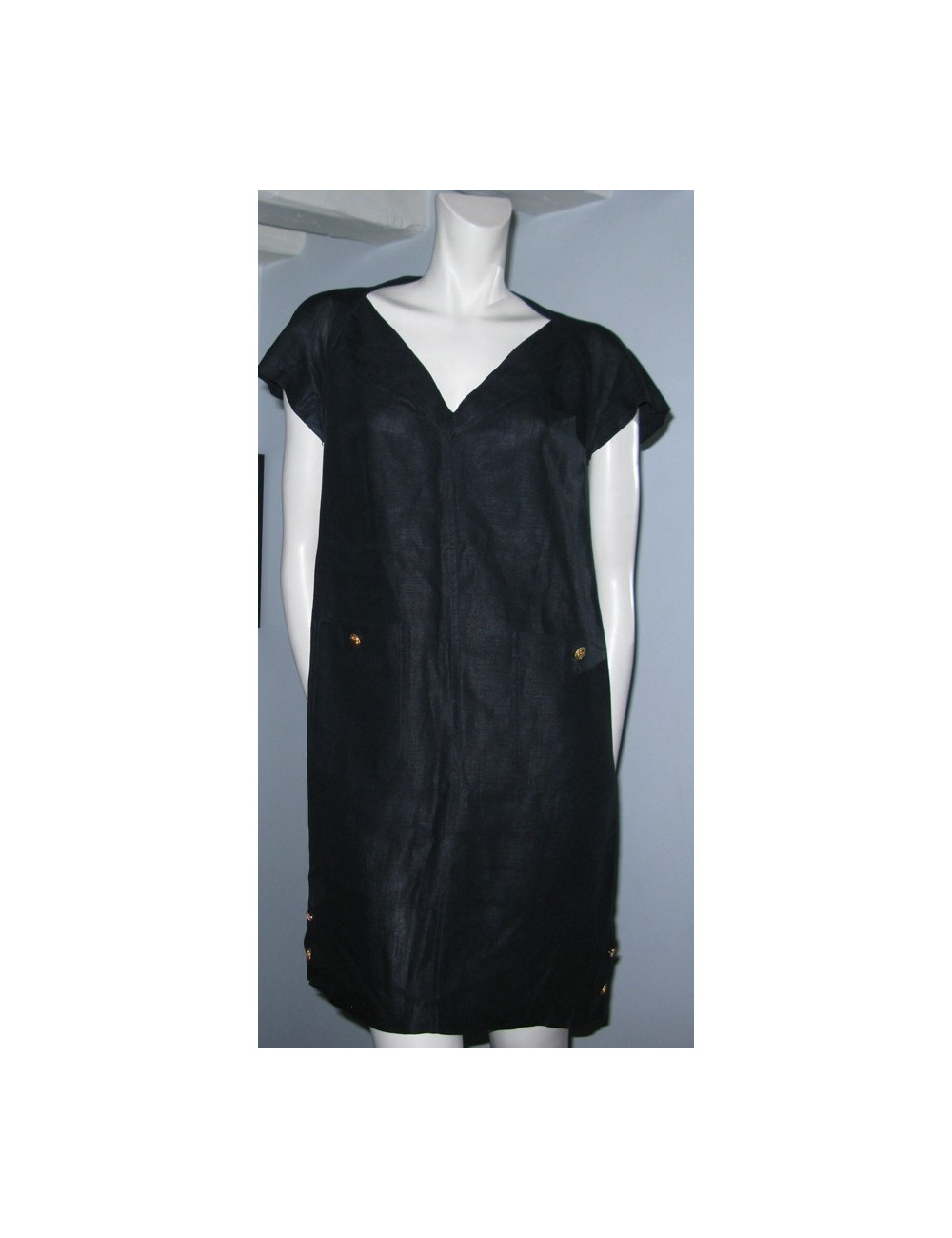 Robe lin noir CHANEL