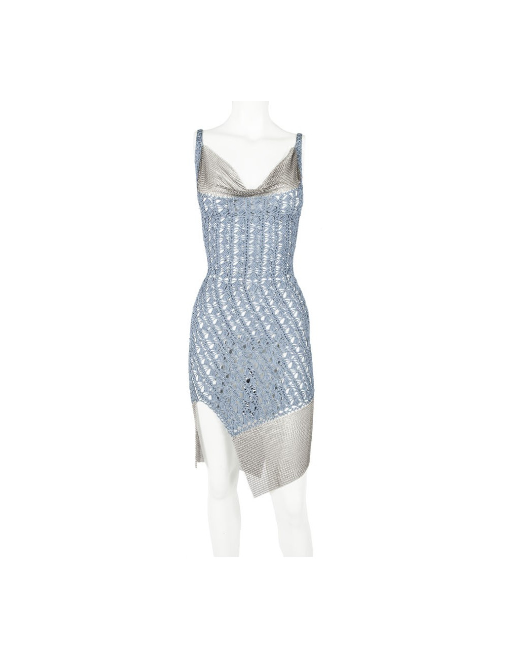 Robe CHRISTIAN DIOR Boutique crochet bleu et cote de maille