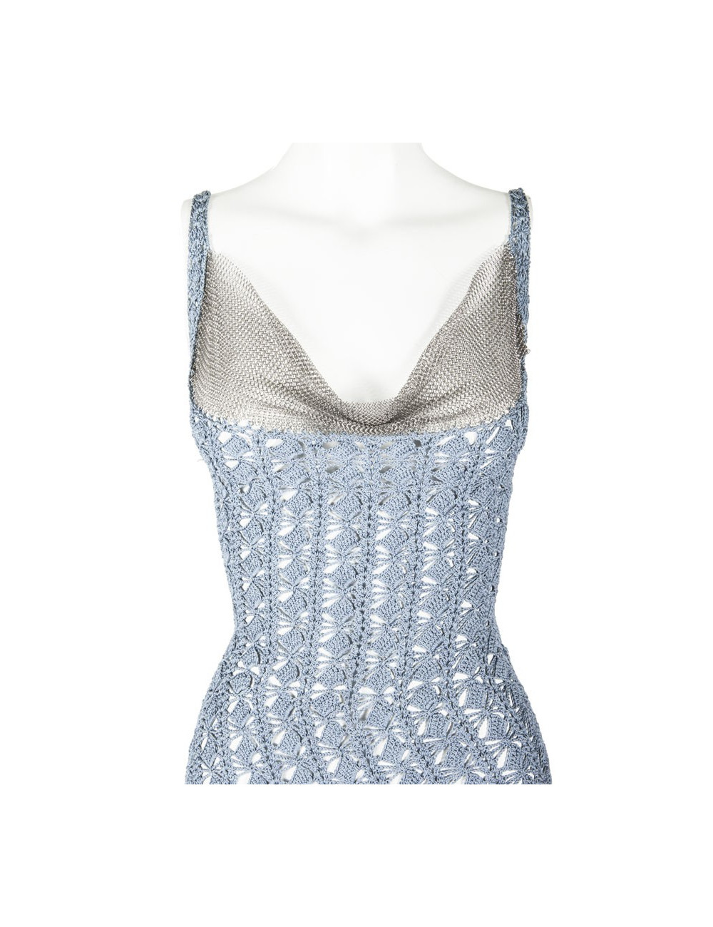 Robe CHRISTIAN DIOR Boutique crochet bleu et cote de maille