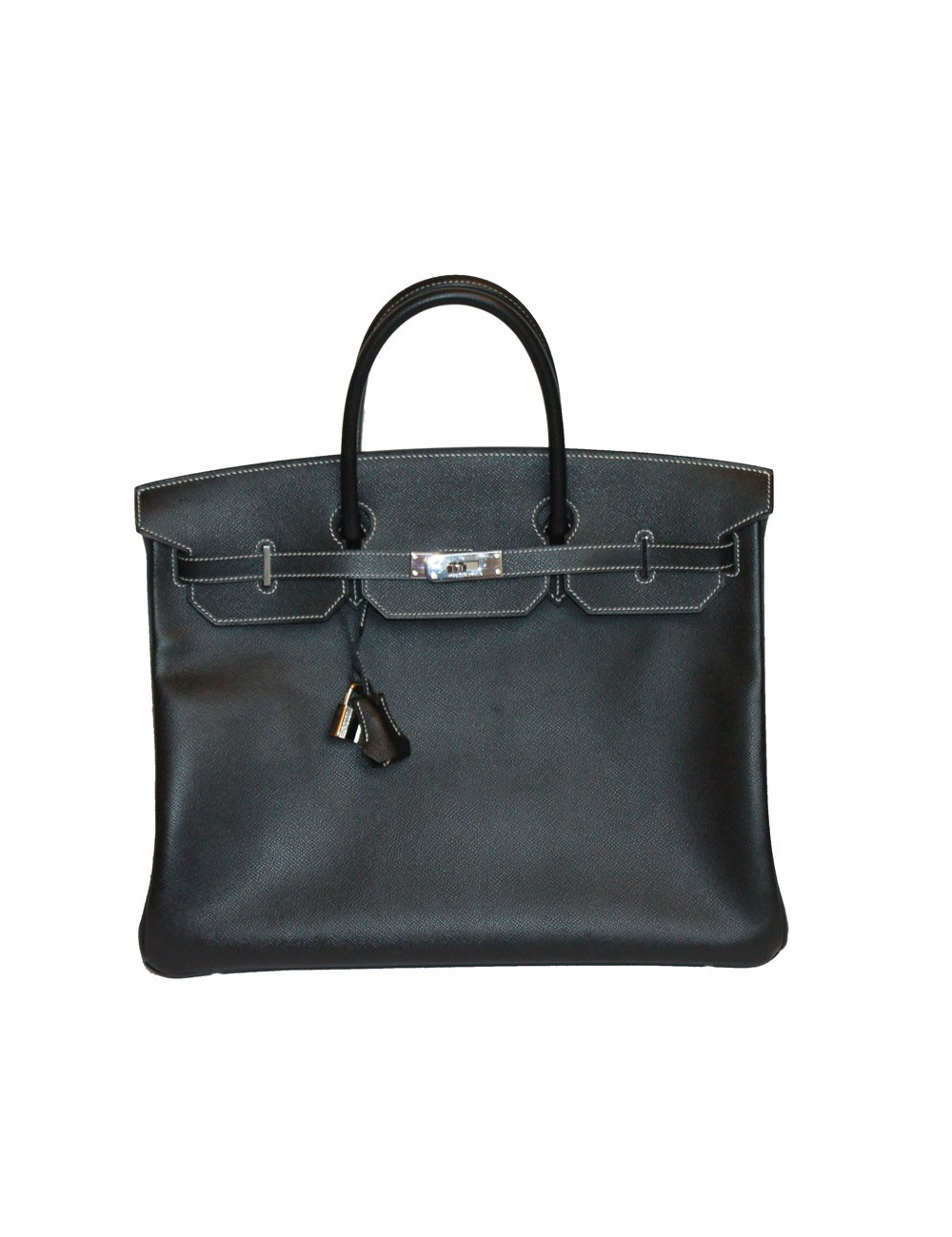 Birkin 40 HERMES epsom noir surpiqûres blanches