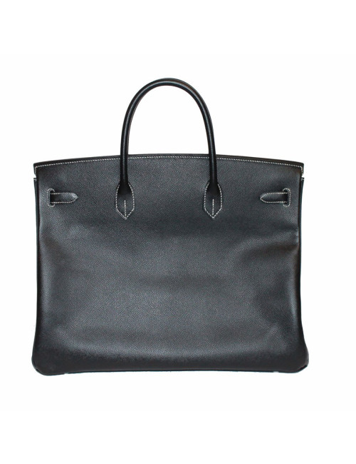 Birkin 40 HERMES epsom noir surpiqûres blanches