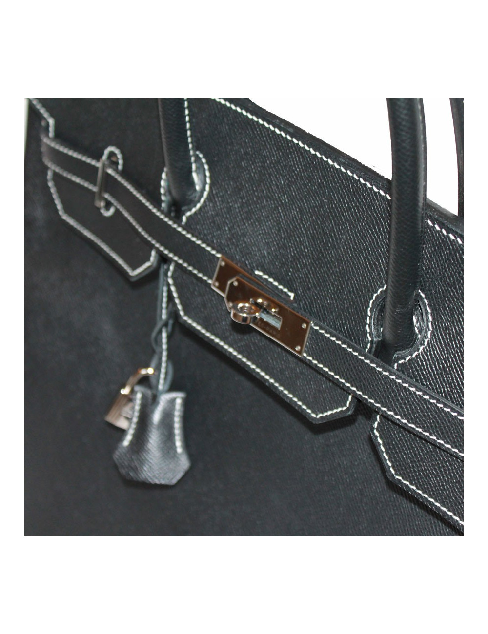 Birkin 40 HERMES epsom noir surpiqûres blanches