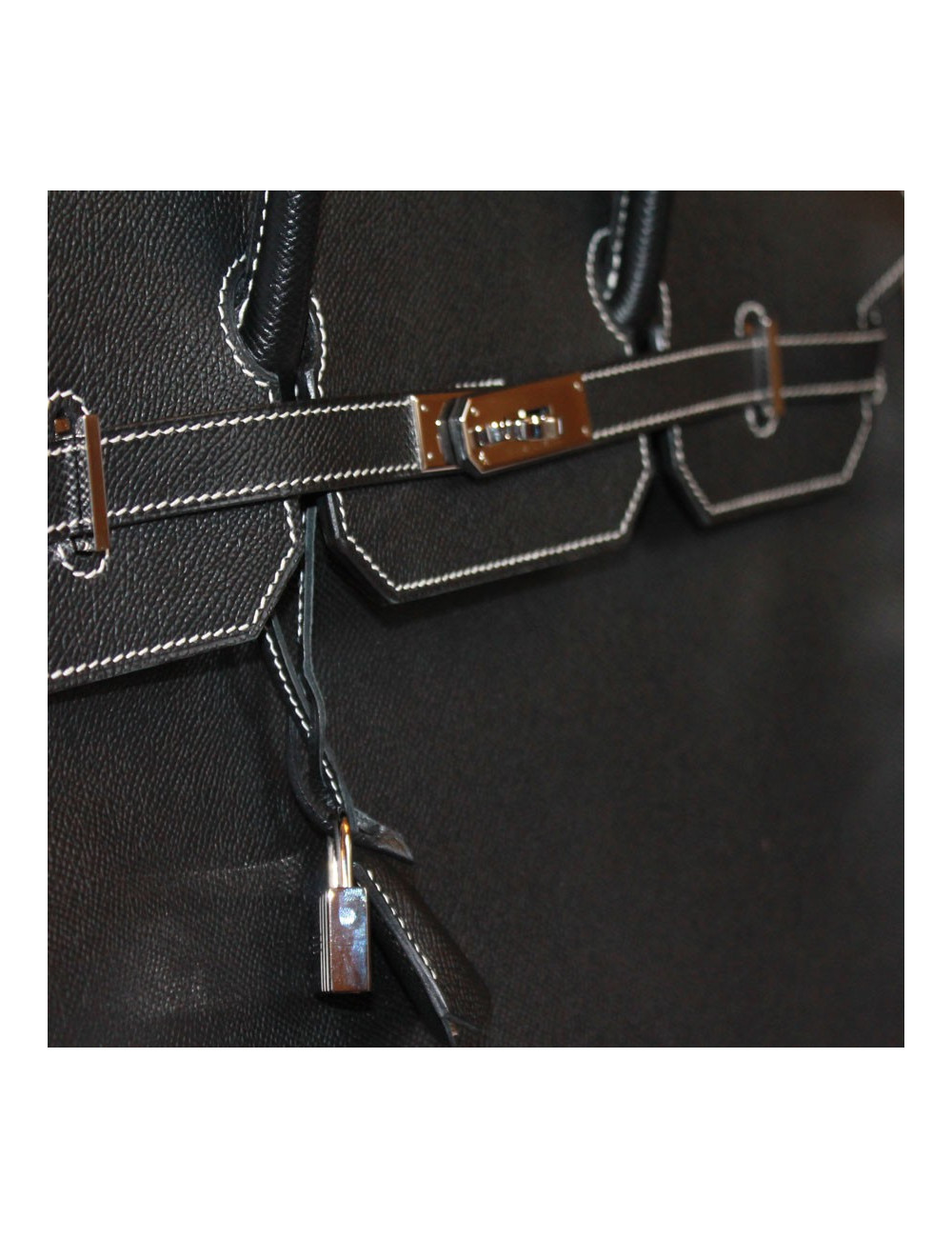 Birkin 40 HERMES epsom noir surpiqûres blanches
