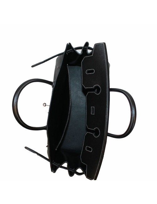 Birkin 40 HERMES epsom noir surpiqûres blanches