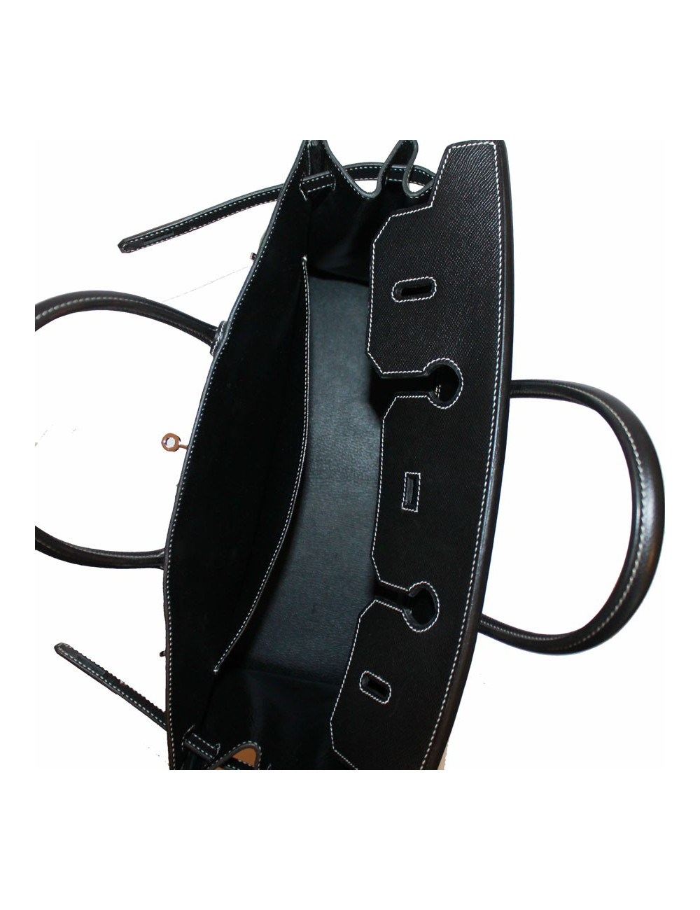 Birkin 40 HERMES epsom noir surpiqûres blanches